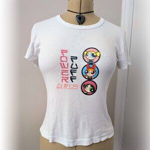 vintage white y2k powerpuff girls baby tee circa '98-99 L